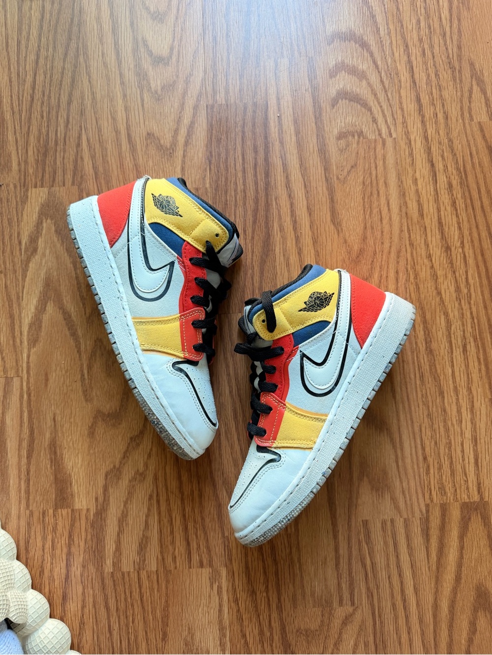 Nike High-Top Sneakers - White, Yellow, Red, Black
